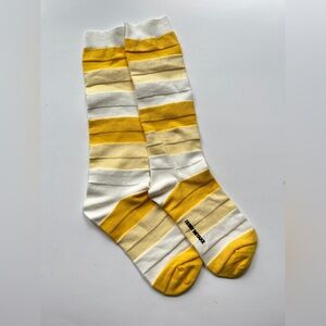 Issey Miyake Yellow and White Striped Socks